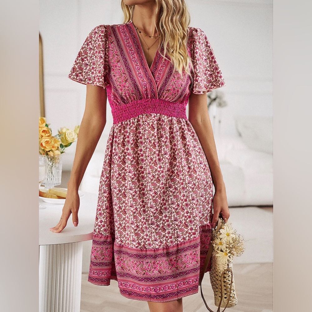 Bohemian Outfitter Pink Floral Boho Dress